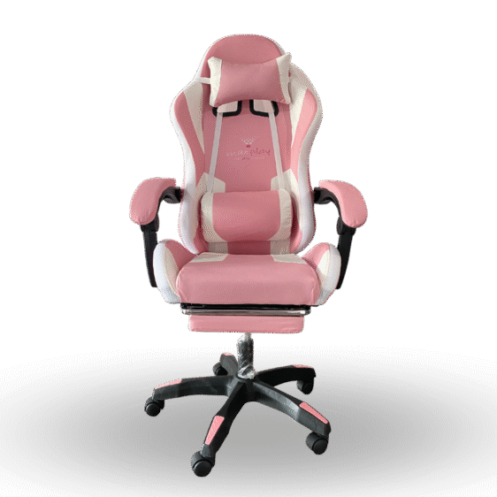 Max divertida ergonómica Vibracion Lumbar + Reposapies rosa/blanco