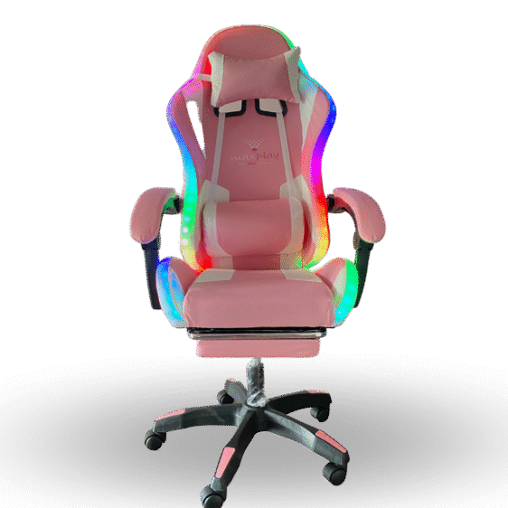 Max impresionante ergonómica+ reposapiés + luz led rgb rosa/blanco