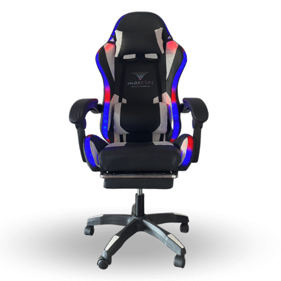 Max impresionante ergonómica+ reposapiés + luz led rgb negro/blanco