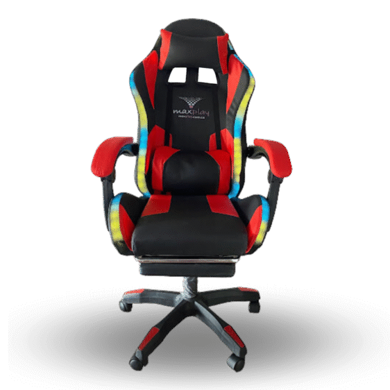 Max impresionante ergonómica+ reposapiés + luz led rgb rojo/negro