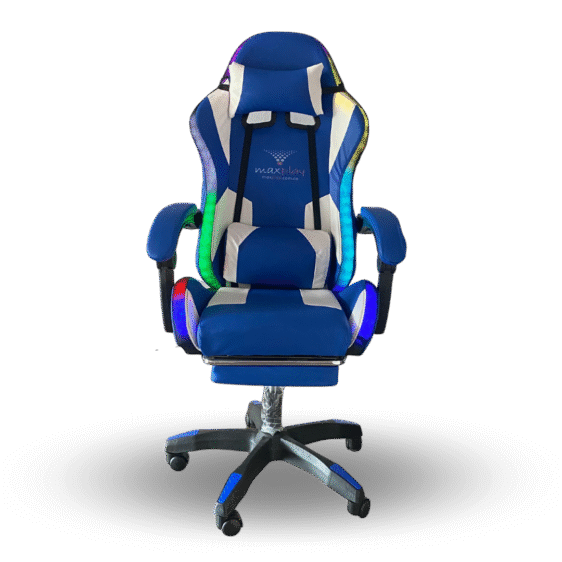 Max impresionante ergonómica+ reposapiés + luz led rgb azul/blanco