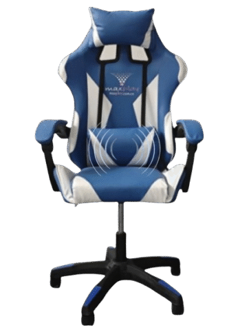 Silla Gamer Vibración Lumbar Ergonómica azul/blanco