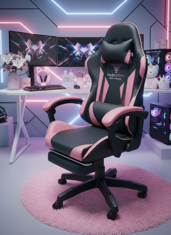 Silla Gamer Vibracion Lumbar Negro/Rosa