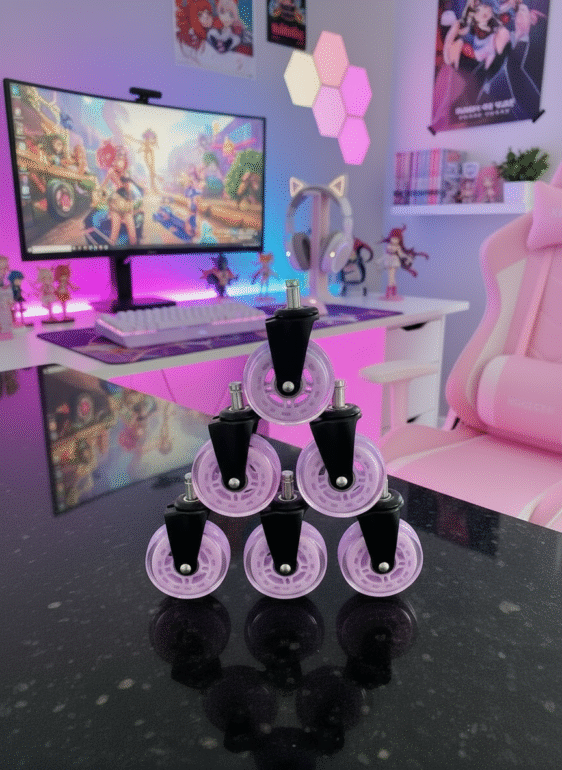 MaxGamer Rueda Silicona Universal Silla Gamer y Oficina X 5Unds Lila