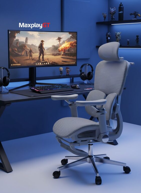 Silla MaxGamer Alta Gama 4d Gerencial Masajeador Lumbar y Reposapiés