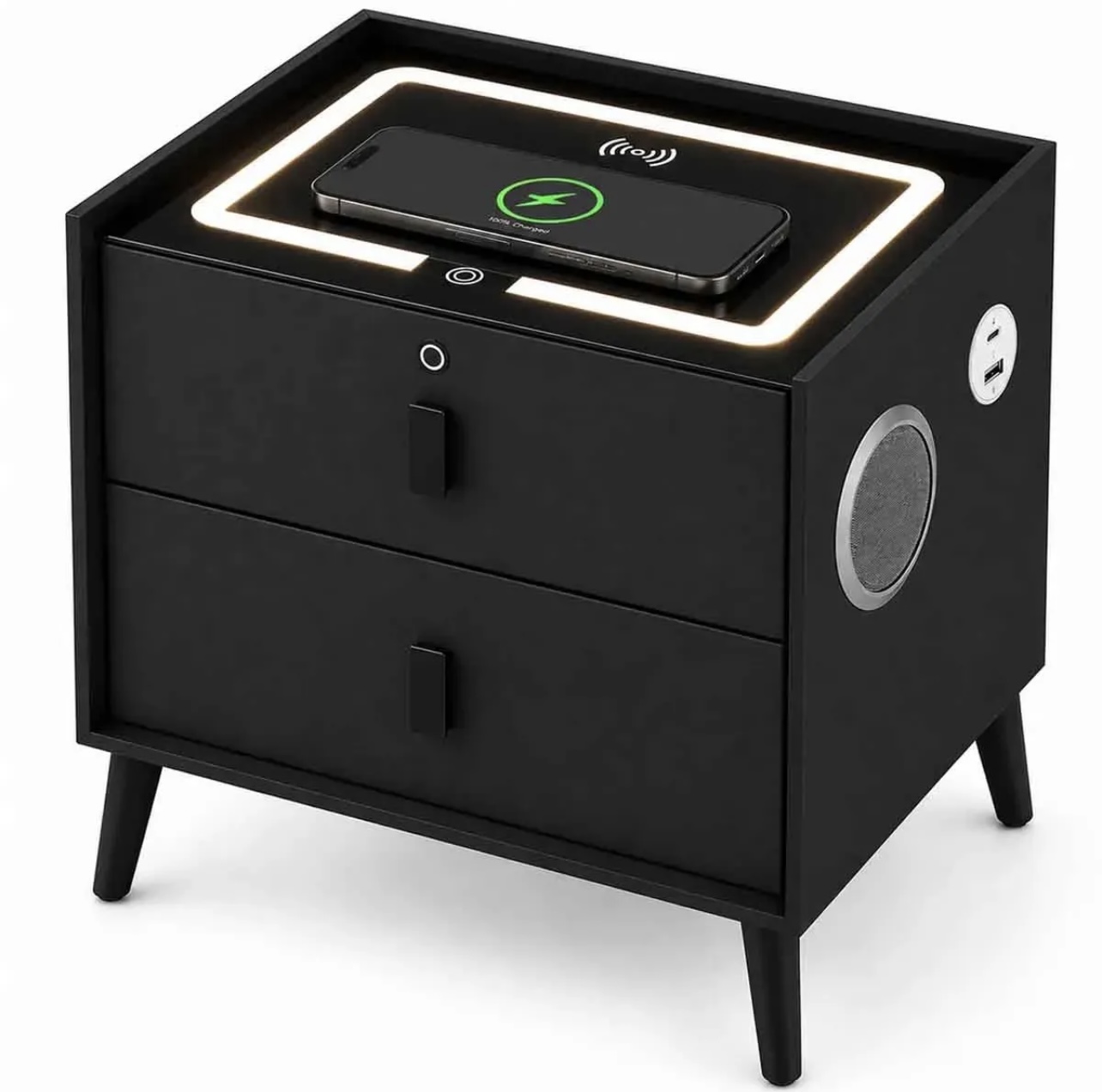 Mesa Noche Inteligente multifuncional Blanco Tipo Gamer - Image 2